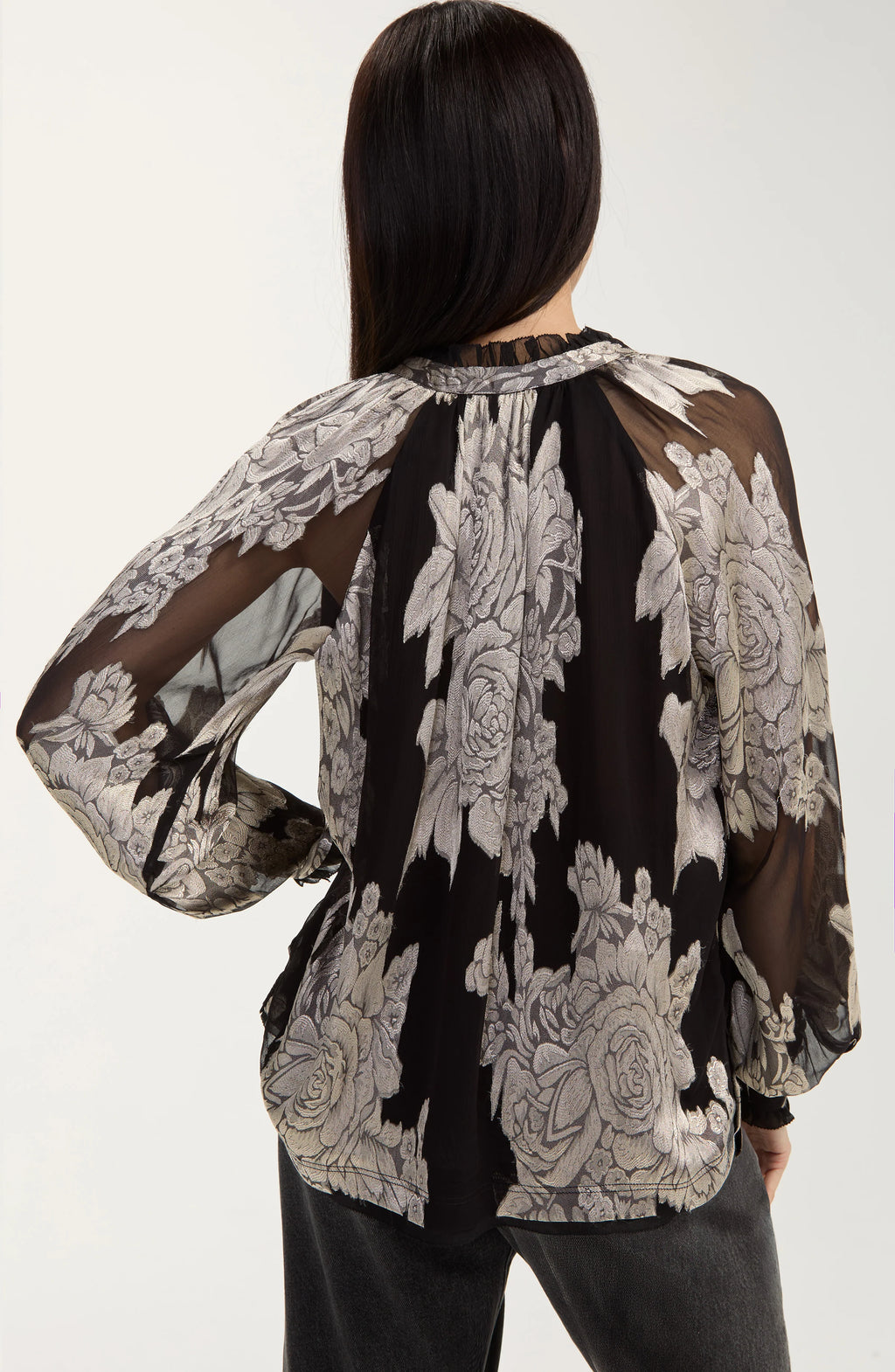 Long Sleeve Woven Top W/ Ties by Liverpool