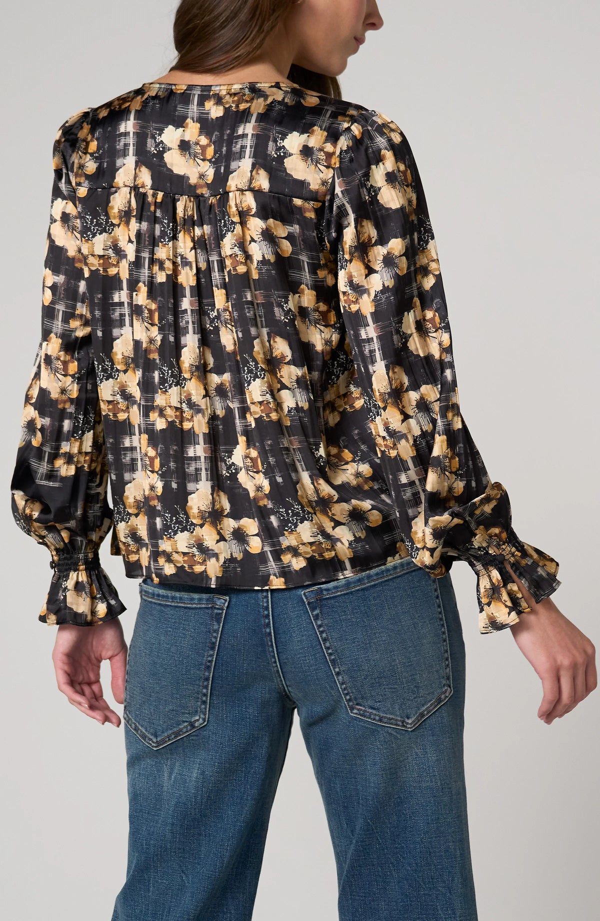 Long Sleeve Button Front Woven Top by Liverpool