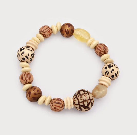 Wood Bead and Rafia Bracelet
