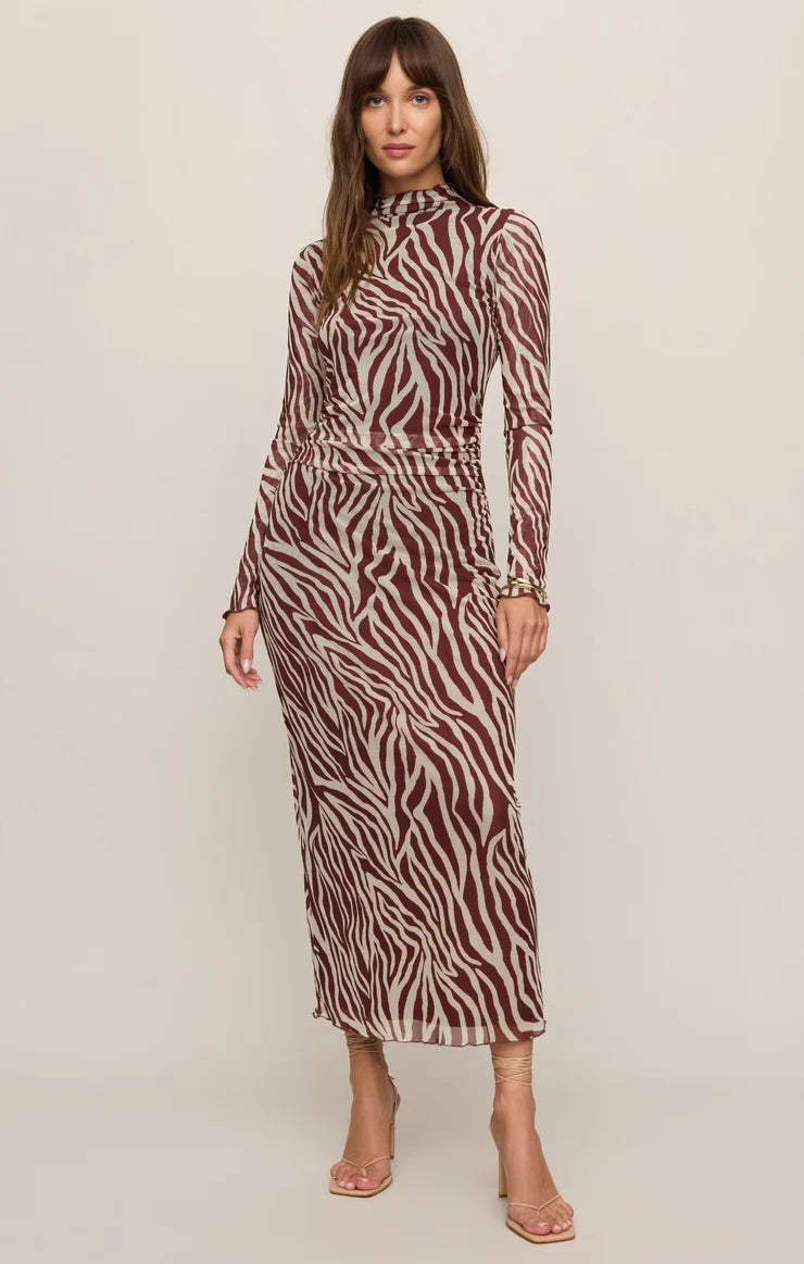 Sevilla Zebra Mesh Midi Dress by Z Supply