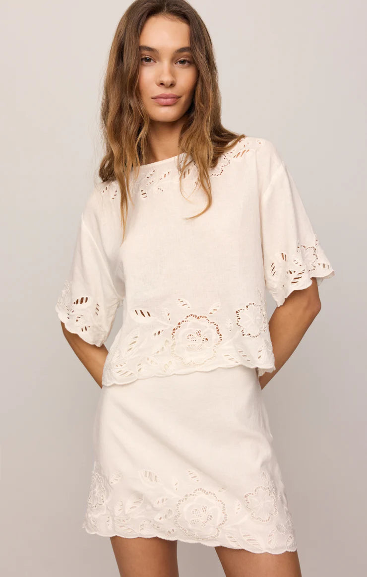 Daya Floral Cutwork Embroidered Linen Mini Skirt – Z Supply x Lindye Galloway