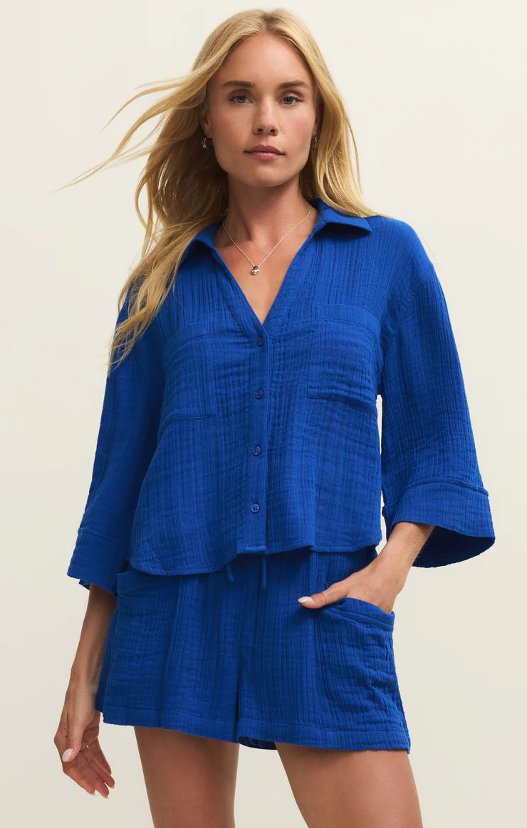 Helena Airy Gauze Button Up by Z Supply