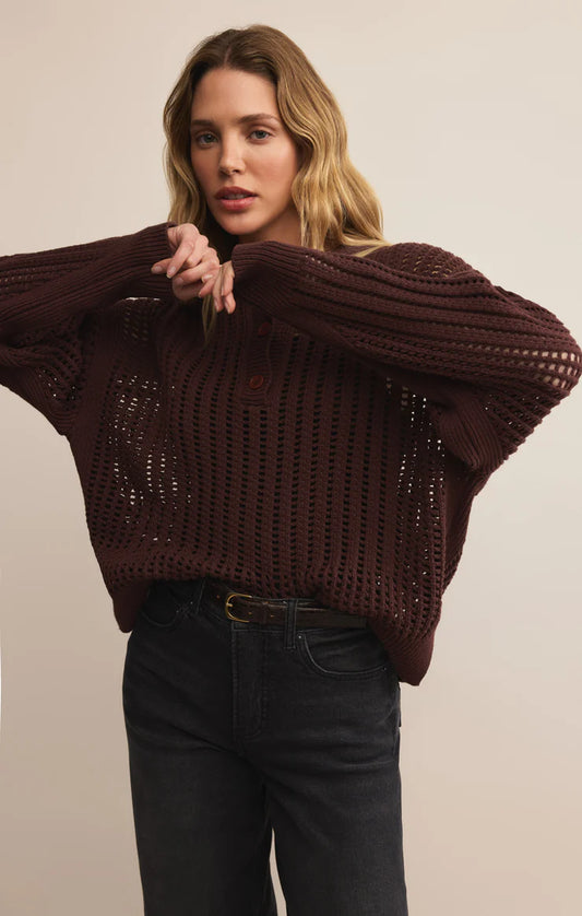 Looking Glass Crochet Polo Sweater by Z Supply
