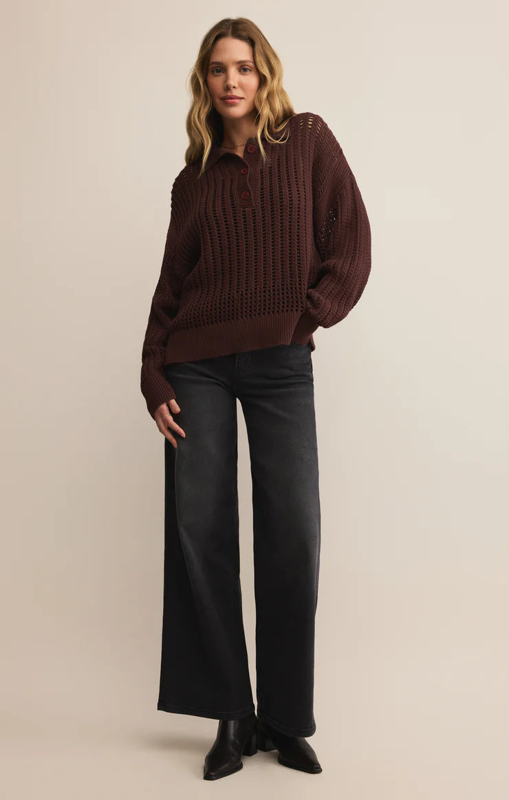 Looking Glass Crochet Polo Sweater by Z Supply
