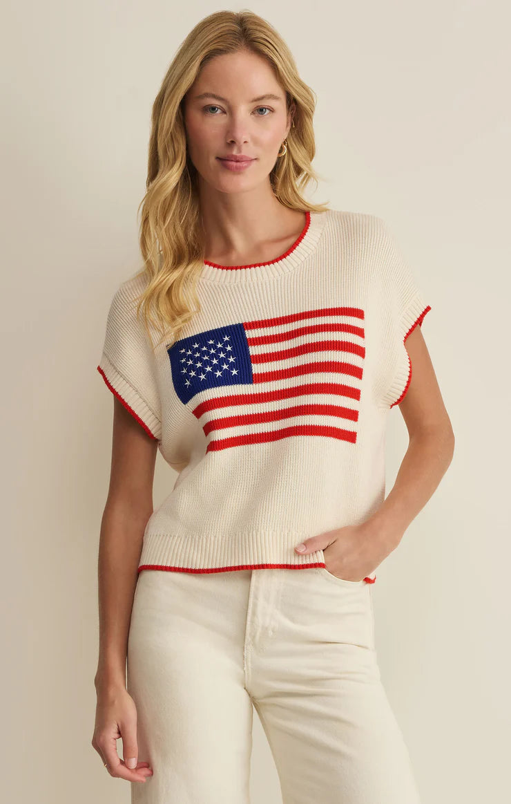 Z Supply Sleeveless Patriot Sweater in the Cloud