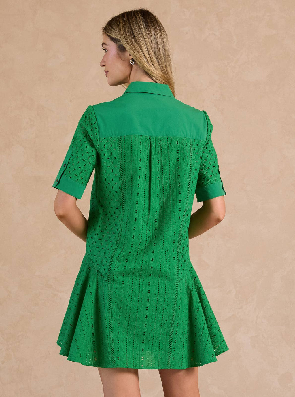 Eyelet Embroidered Button-down Mini Dress