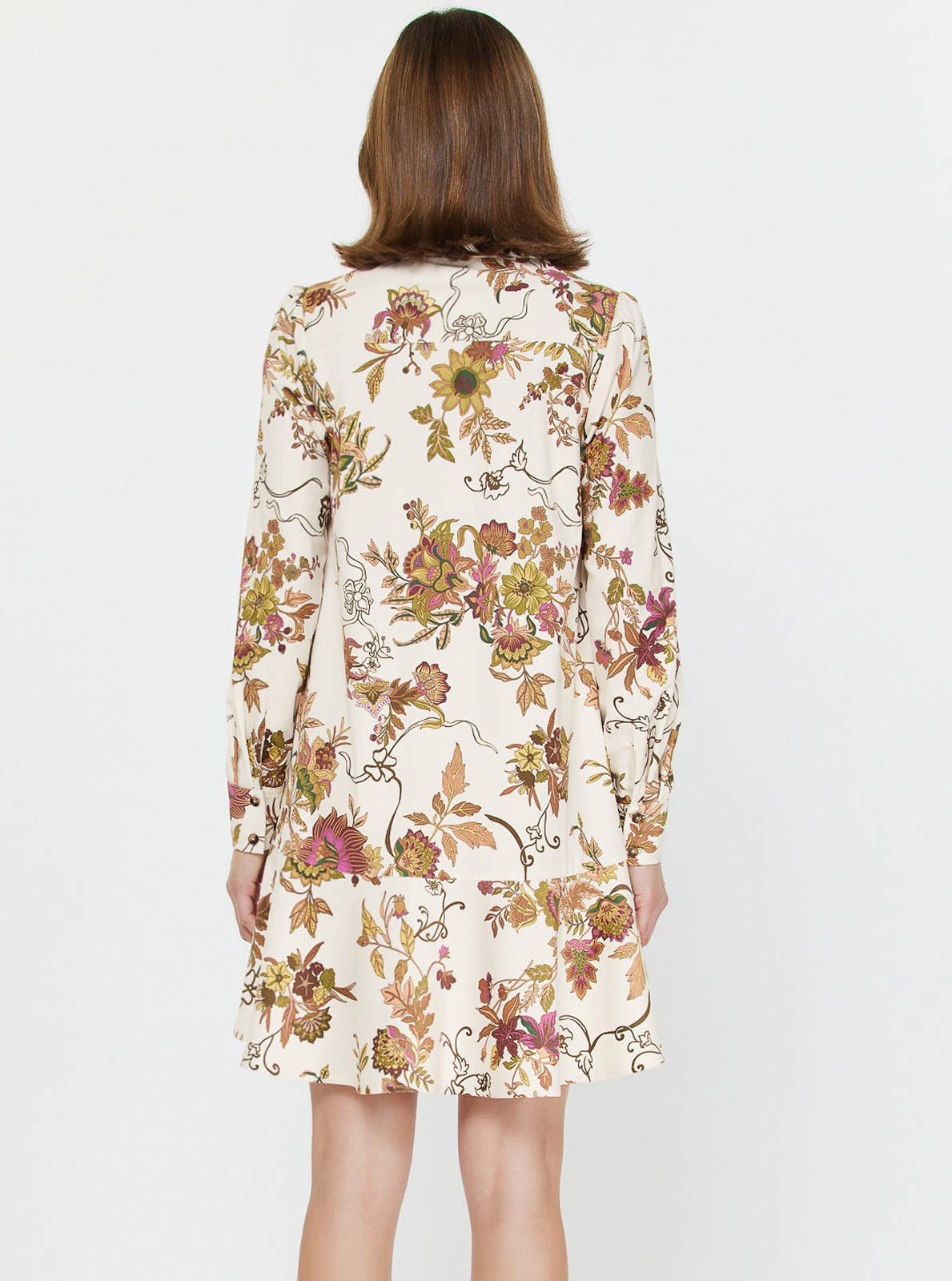 Floral Printed Shirt Collar Mini Dress