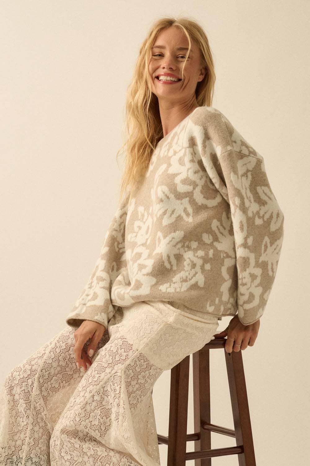 Floral Jacquard-Sweater