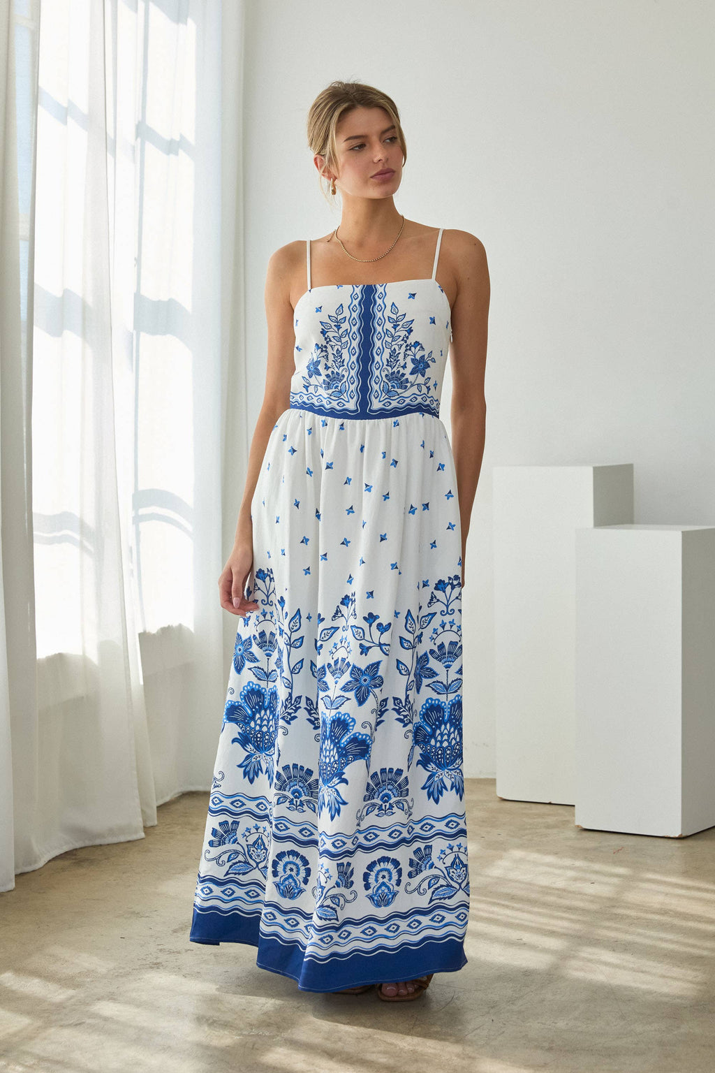 Border Print Maxi Dress