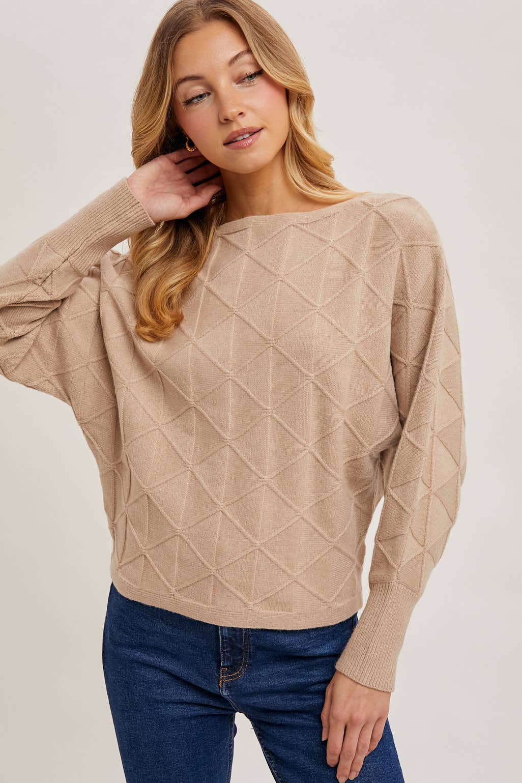 Boat Neck Diamond Sweater