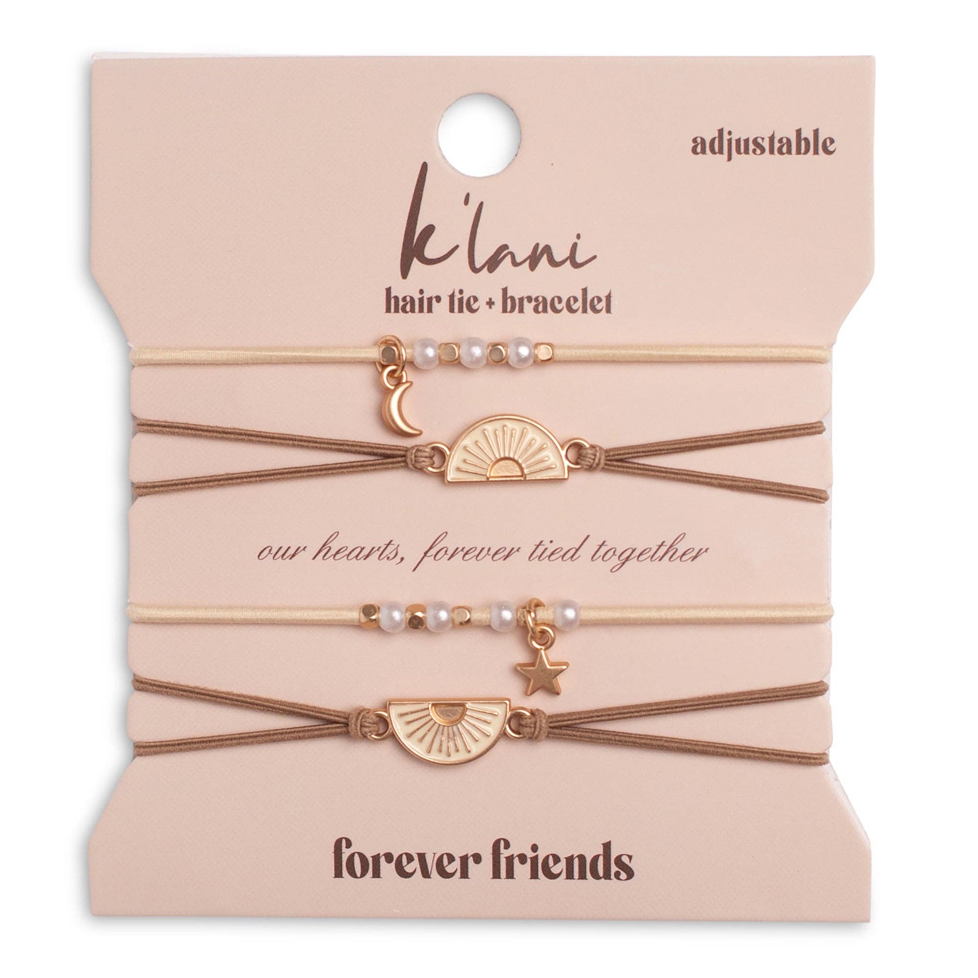 "Forever Friends" Neutral Sun Friendship Hair Tie Bracelets