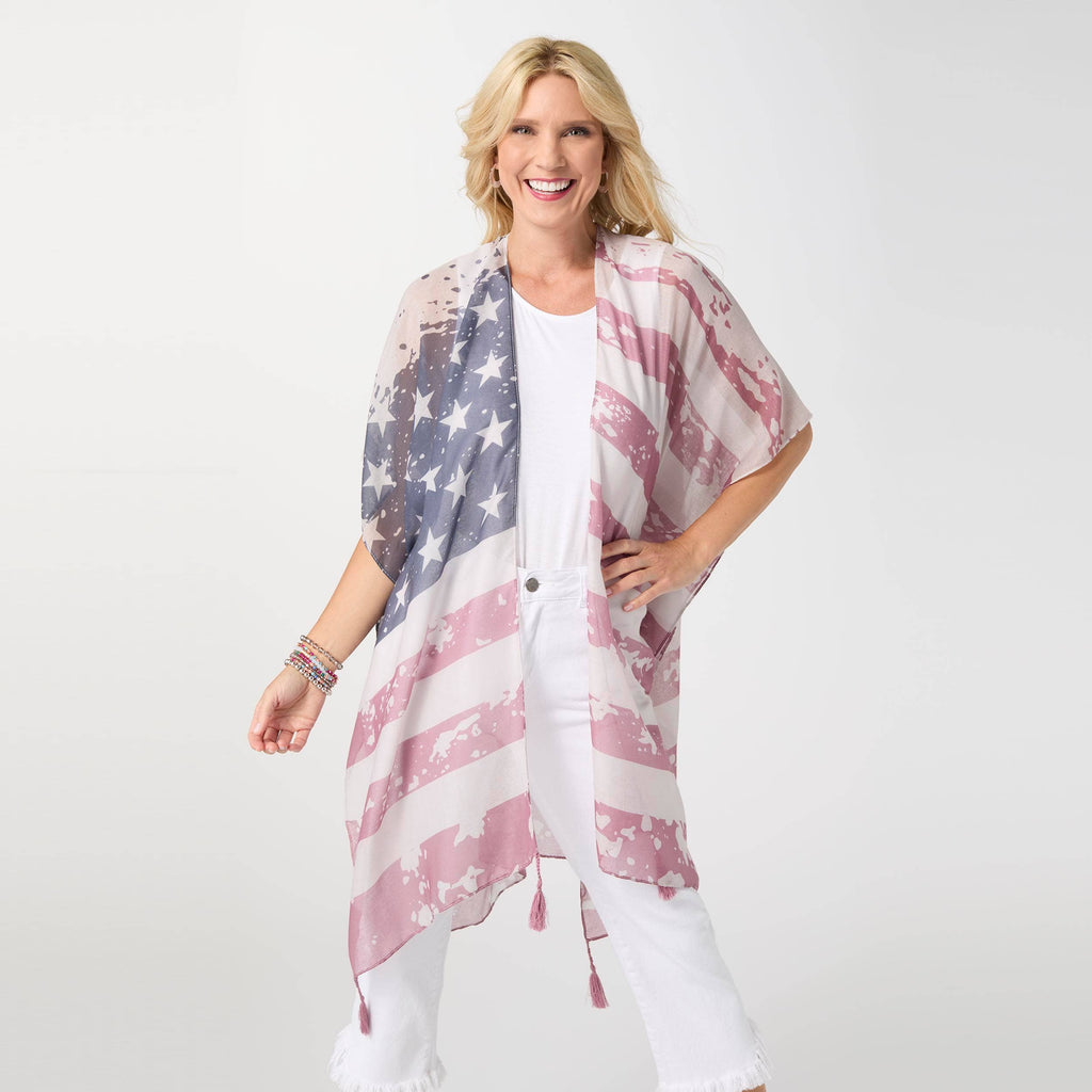 Vintage Lightweight Americana Wrap with Tassels