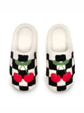Indoor / Outdoor Slippers-Black & White Checkered w/Cherries