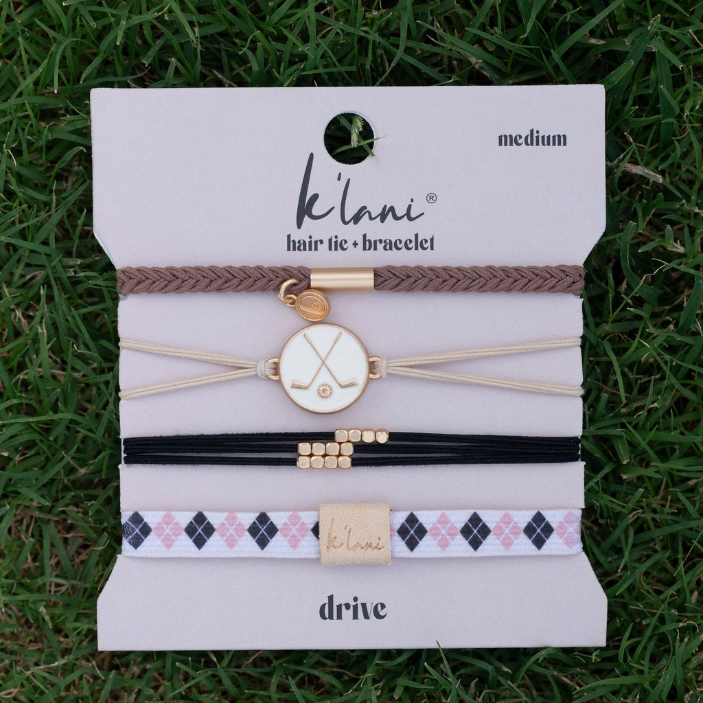 "Drive" Black & Cream Hair Tie Bracelets with Removable Ball Marker