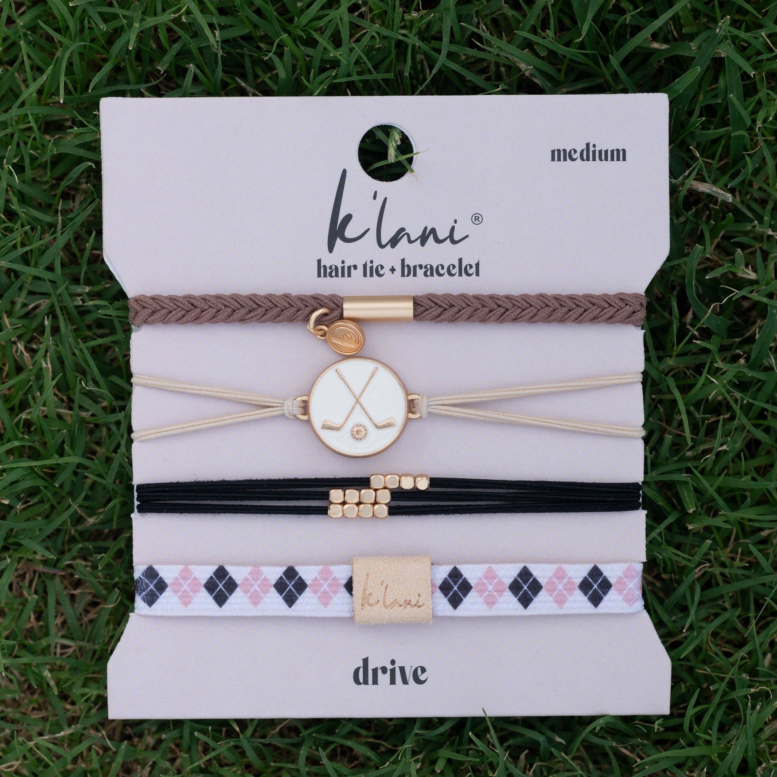 "Drive" Black & Cream Hair Tie Bracelets with Removable Ball Marker