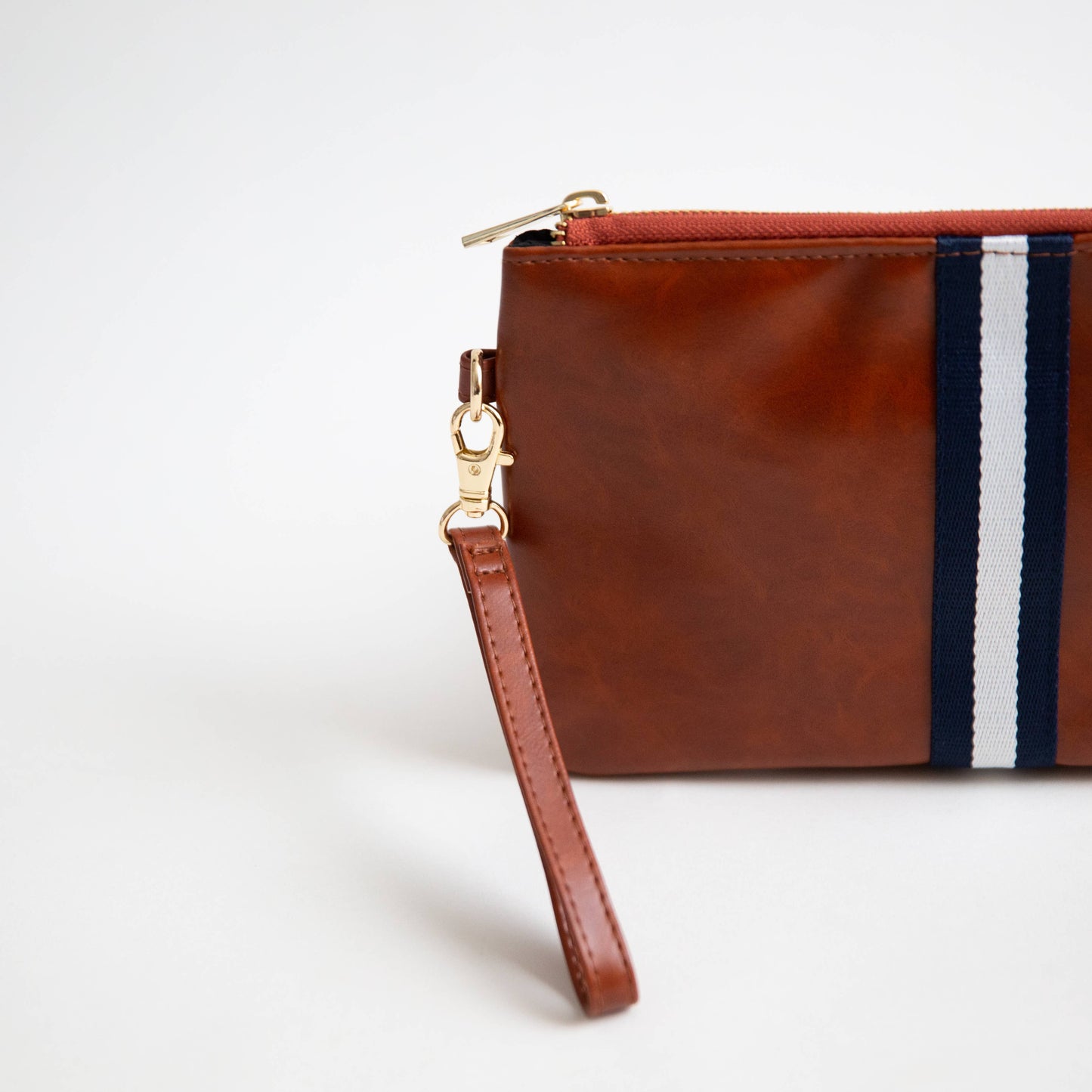 Preppy Stripe Zipper Clutch - Navy/White