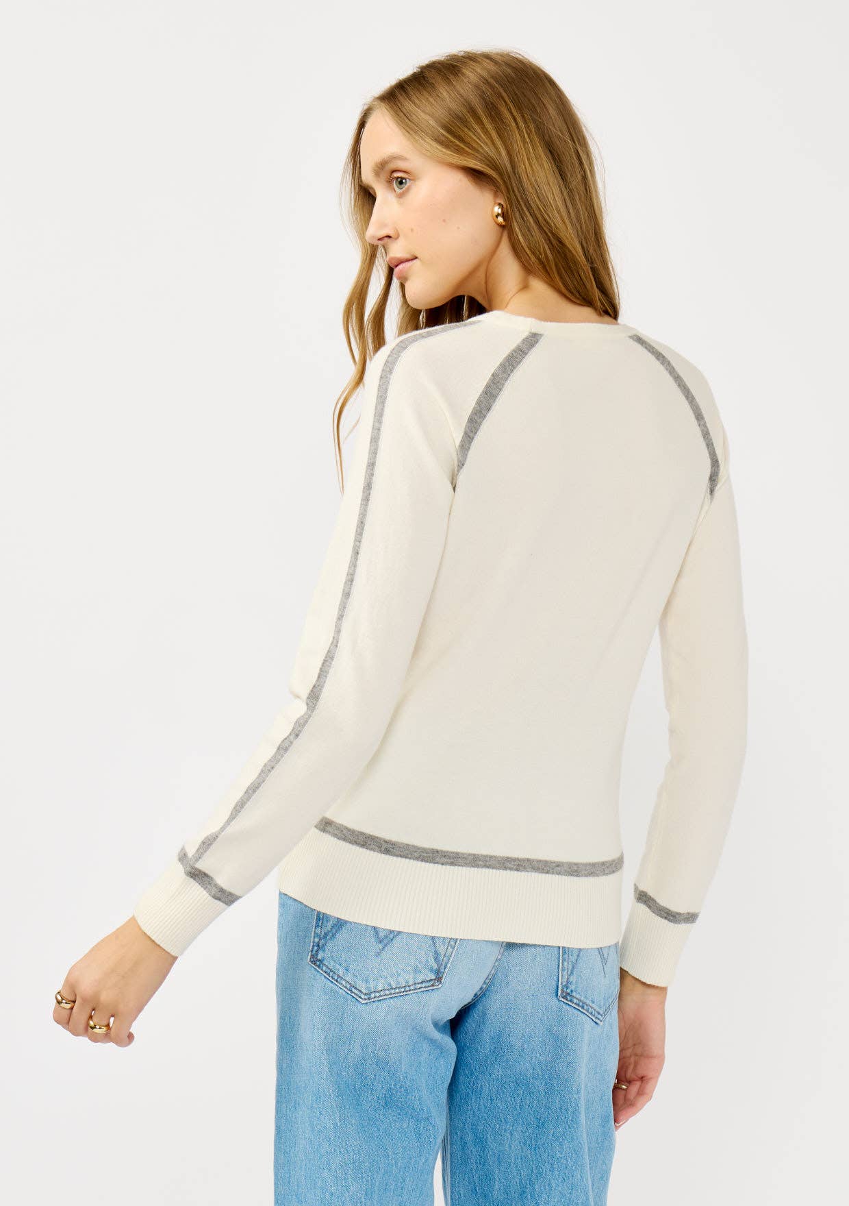 Black Contrast Crewneck Pullover