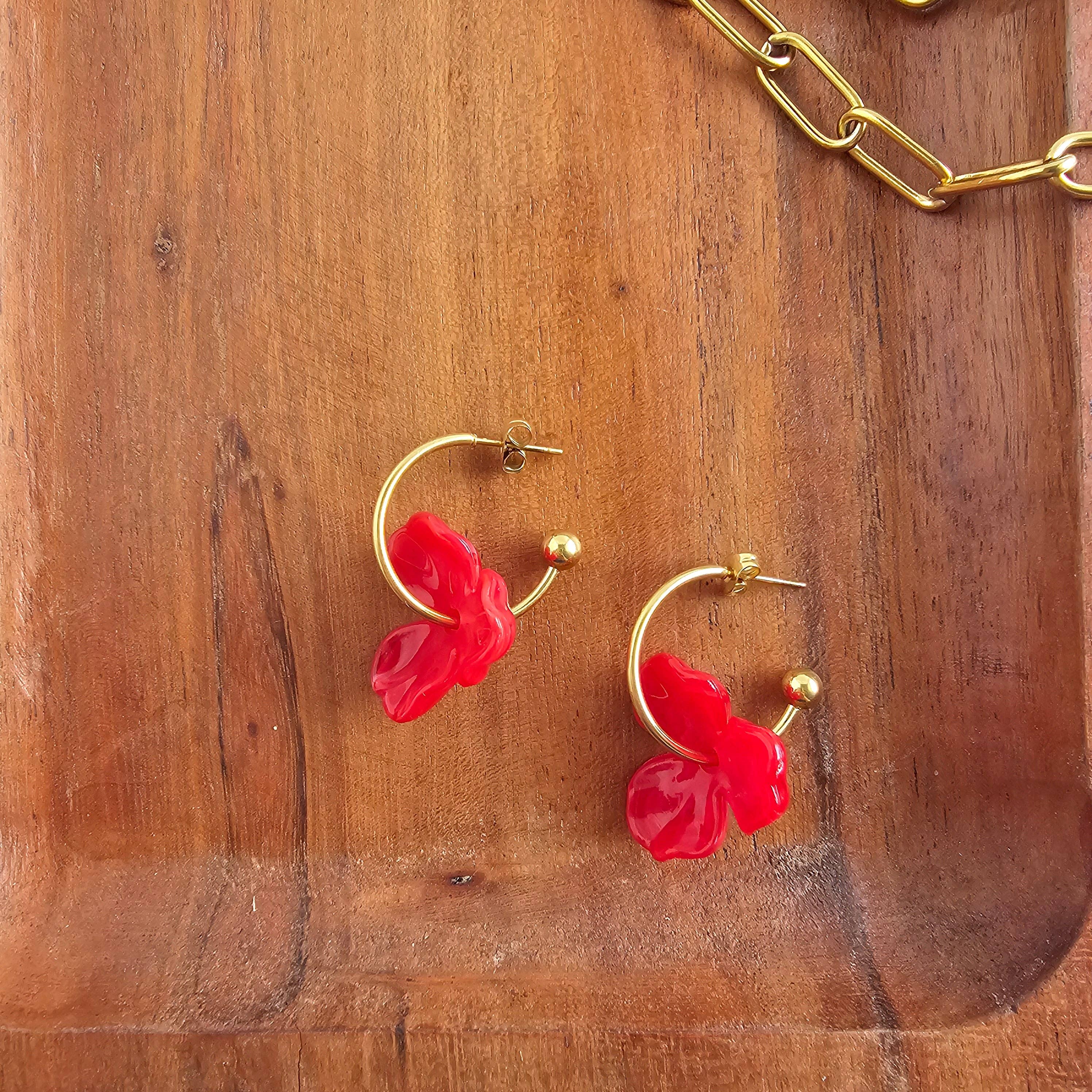 Magnolia Hoops - Poppy Red // Jewelry, Earrings, Fall