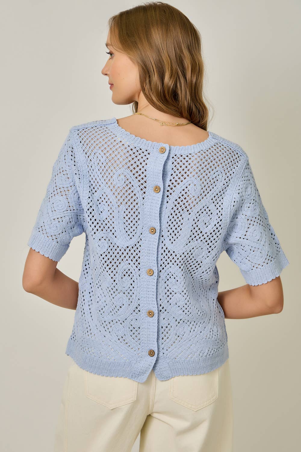 Crochet Short Sleeve Knitted Top