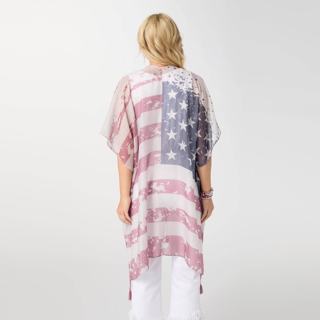 Vintage Lightweight Americana Wrap with Tassels