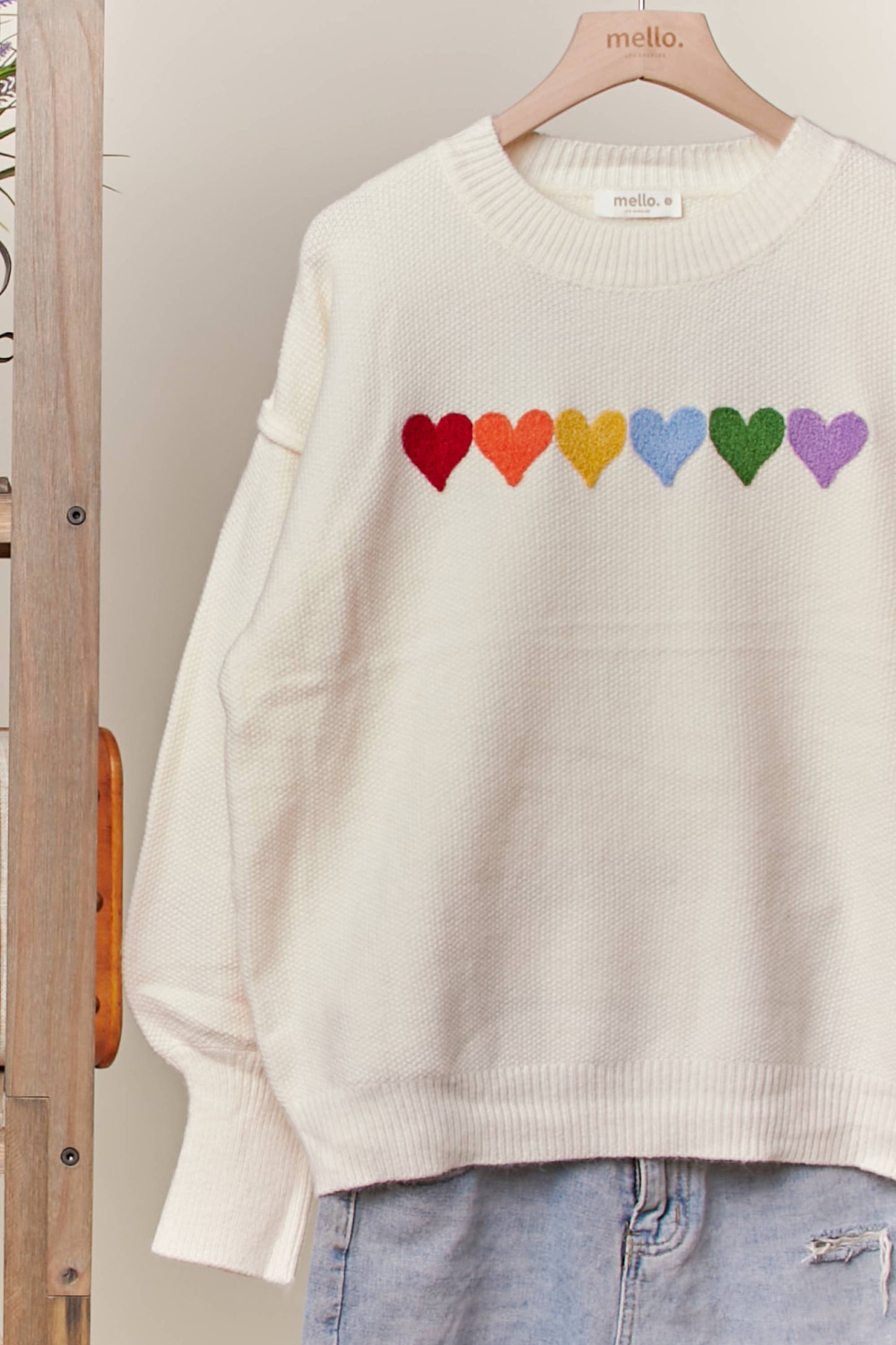 Rainbow Heart Shaped Patch Sweater