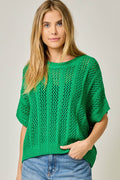 Crochet Short Sleeve Dolman Sweater