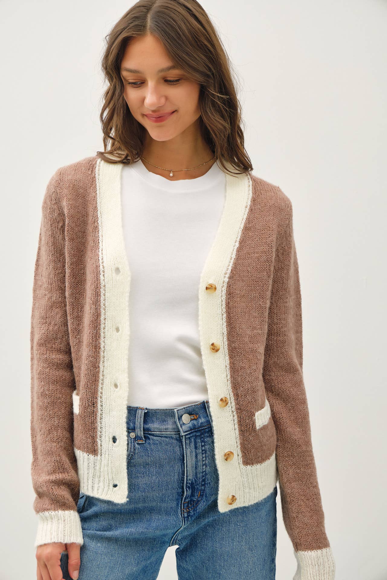 Varsity Style Button Up Cardigan