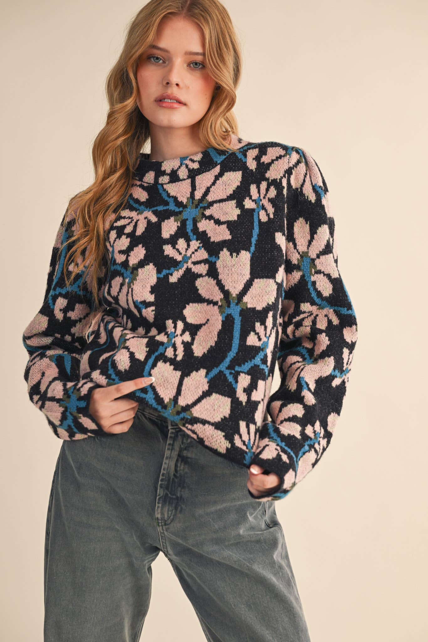 Floral Mock Sweater