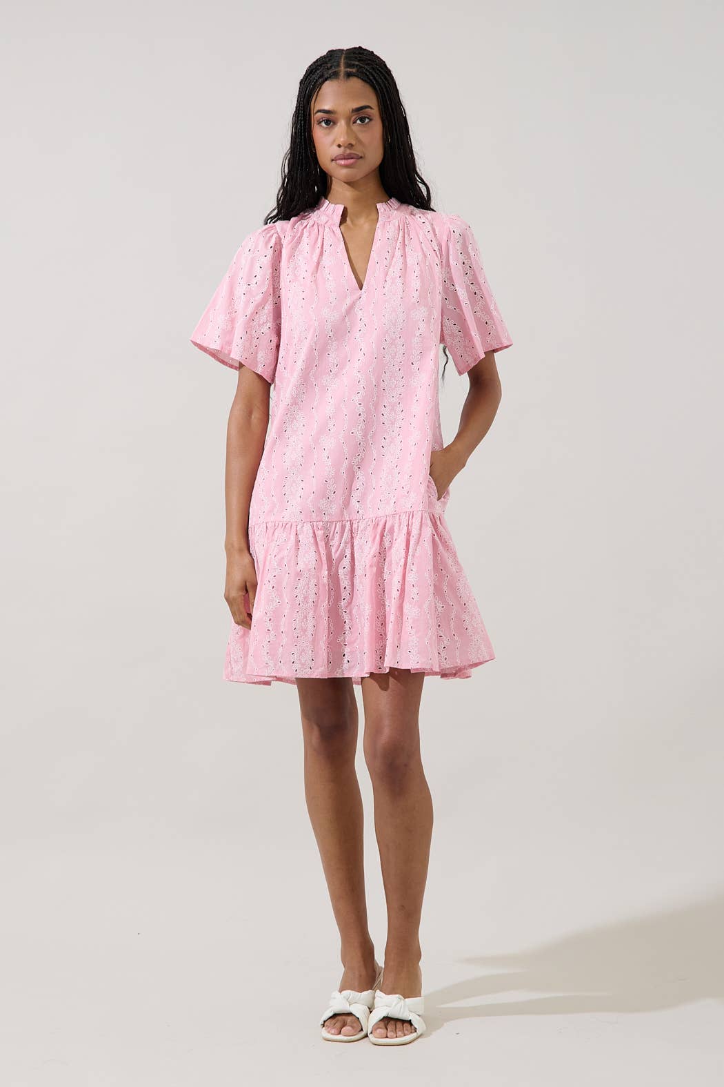 Azari Shift Mini Dress Eyelet