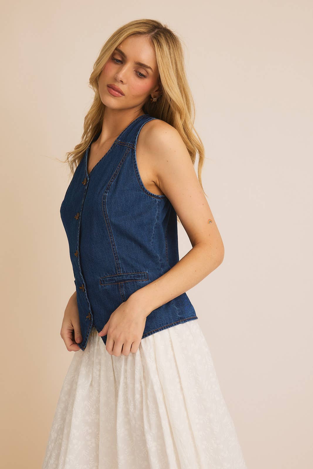 Button Down Denim Vest