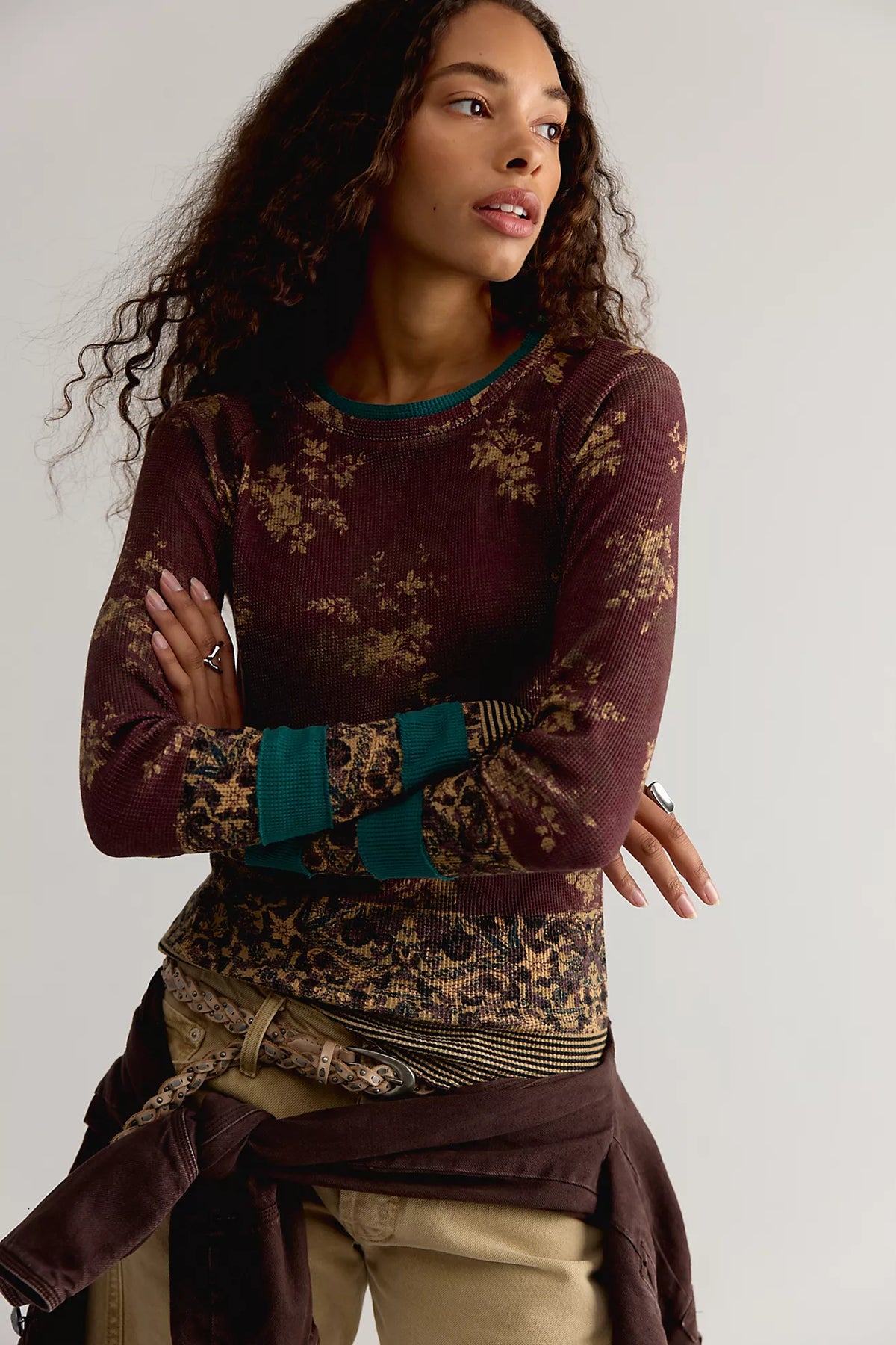 We The Free Easy Does It Printed Long Sleeve Tee