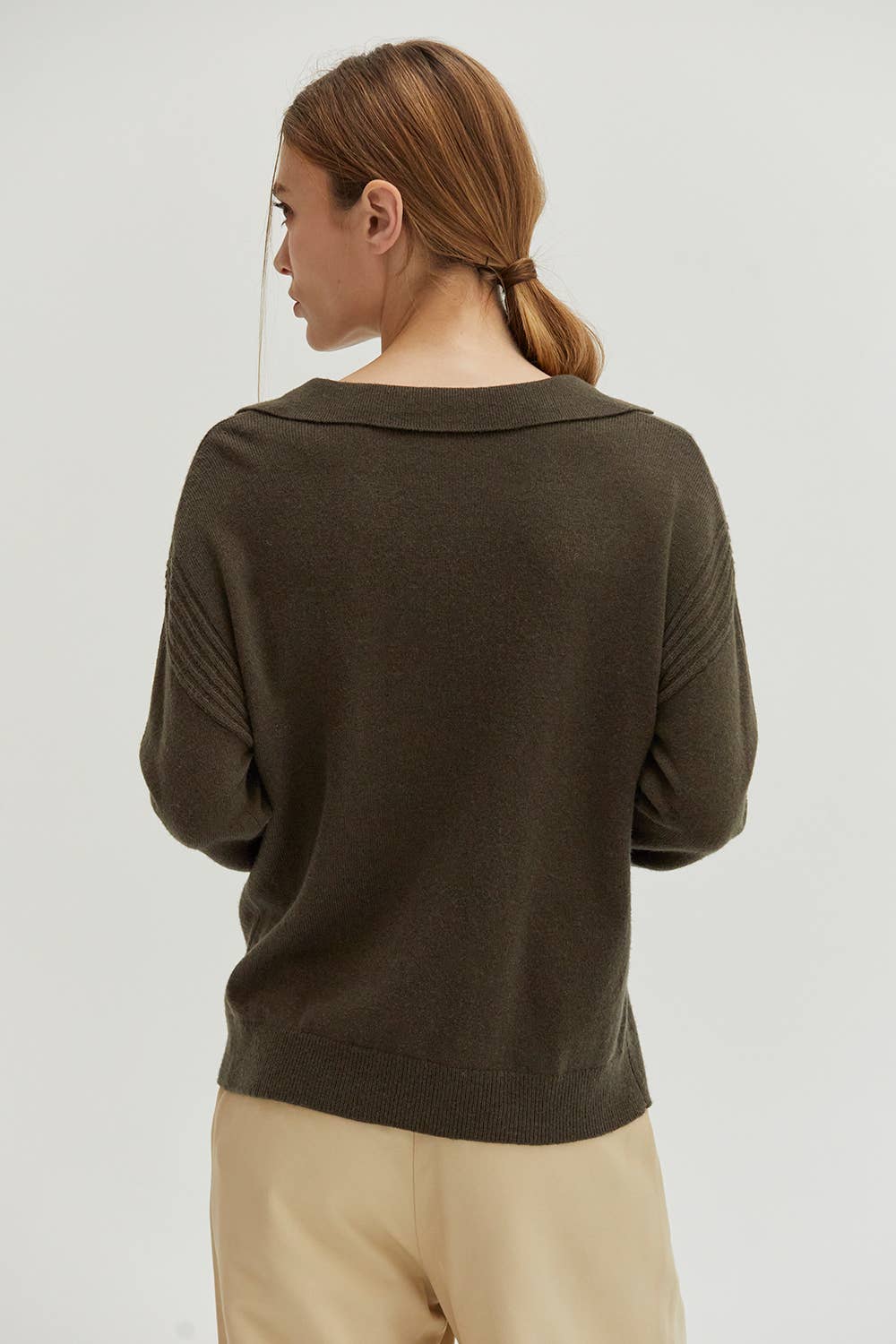 CT8877 - Maline Cashmere Softened Collared Sweater Top