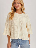 Oversized Bell Sleeve Cable Knit Sweater