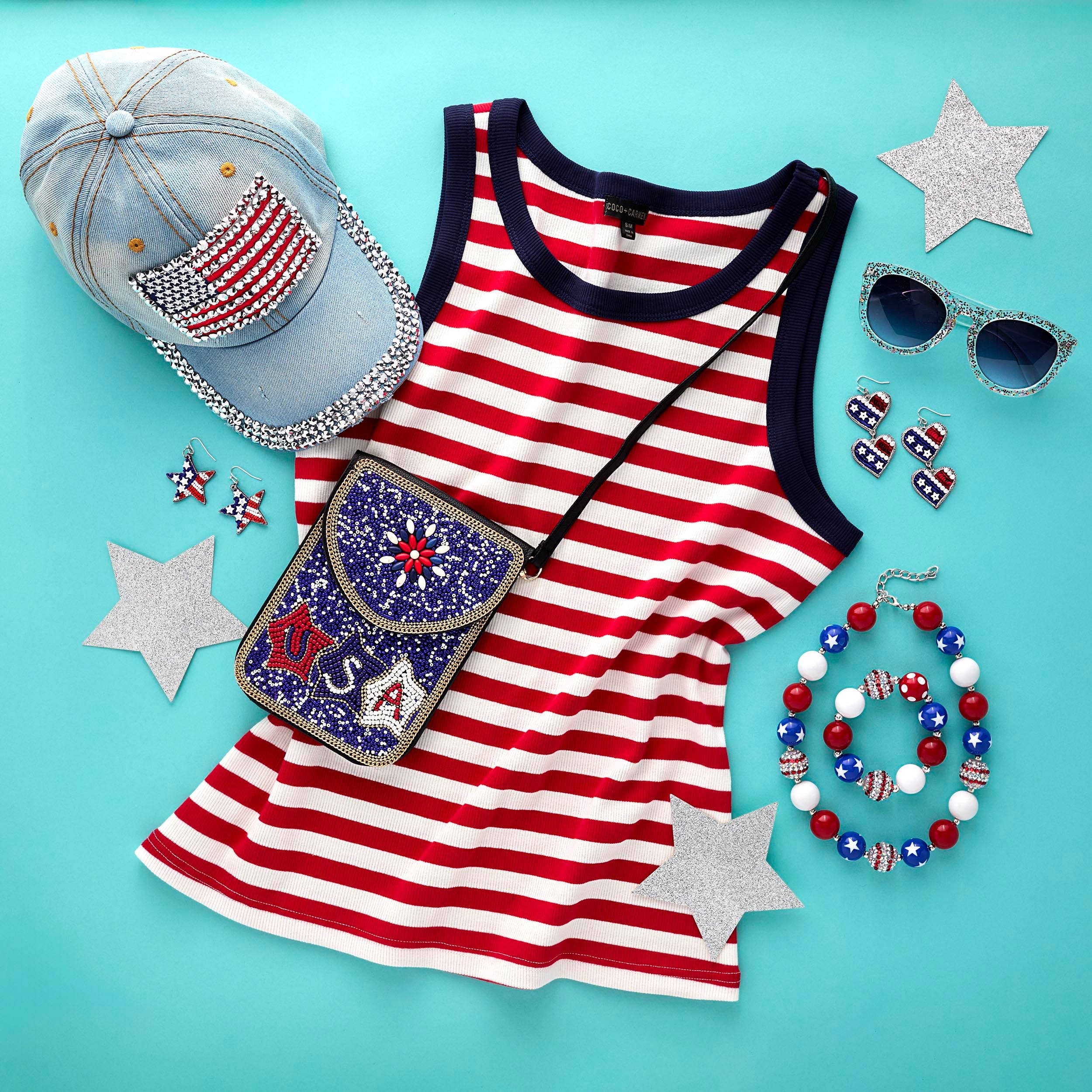 Bedazzled Flag Hat