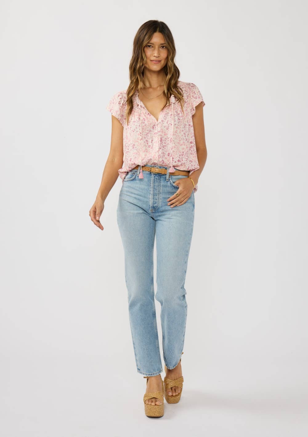 Floral Smocked Flutter Top