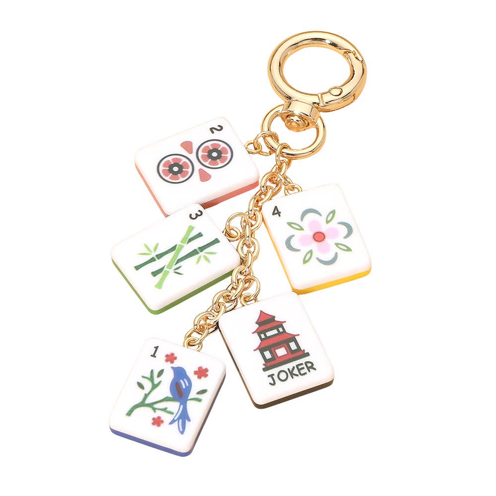 Mahjong Tile Drop Keychain Bag Charm