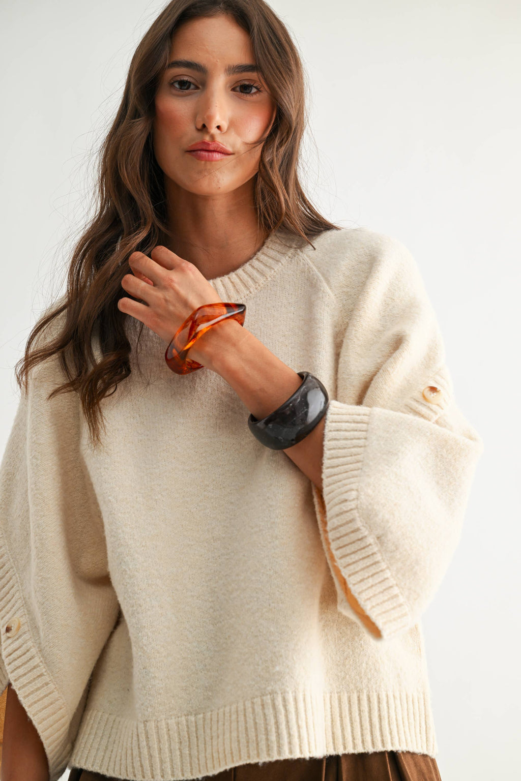 Button Sleeve Pullover