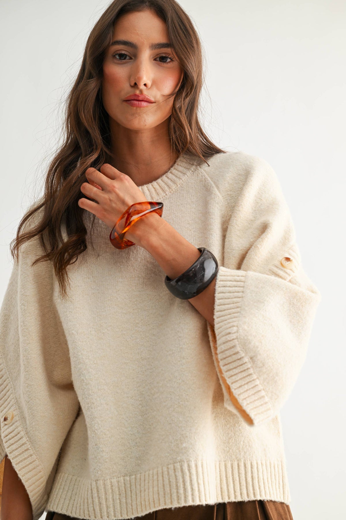 Button Sleeve Pullover