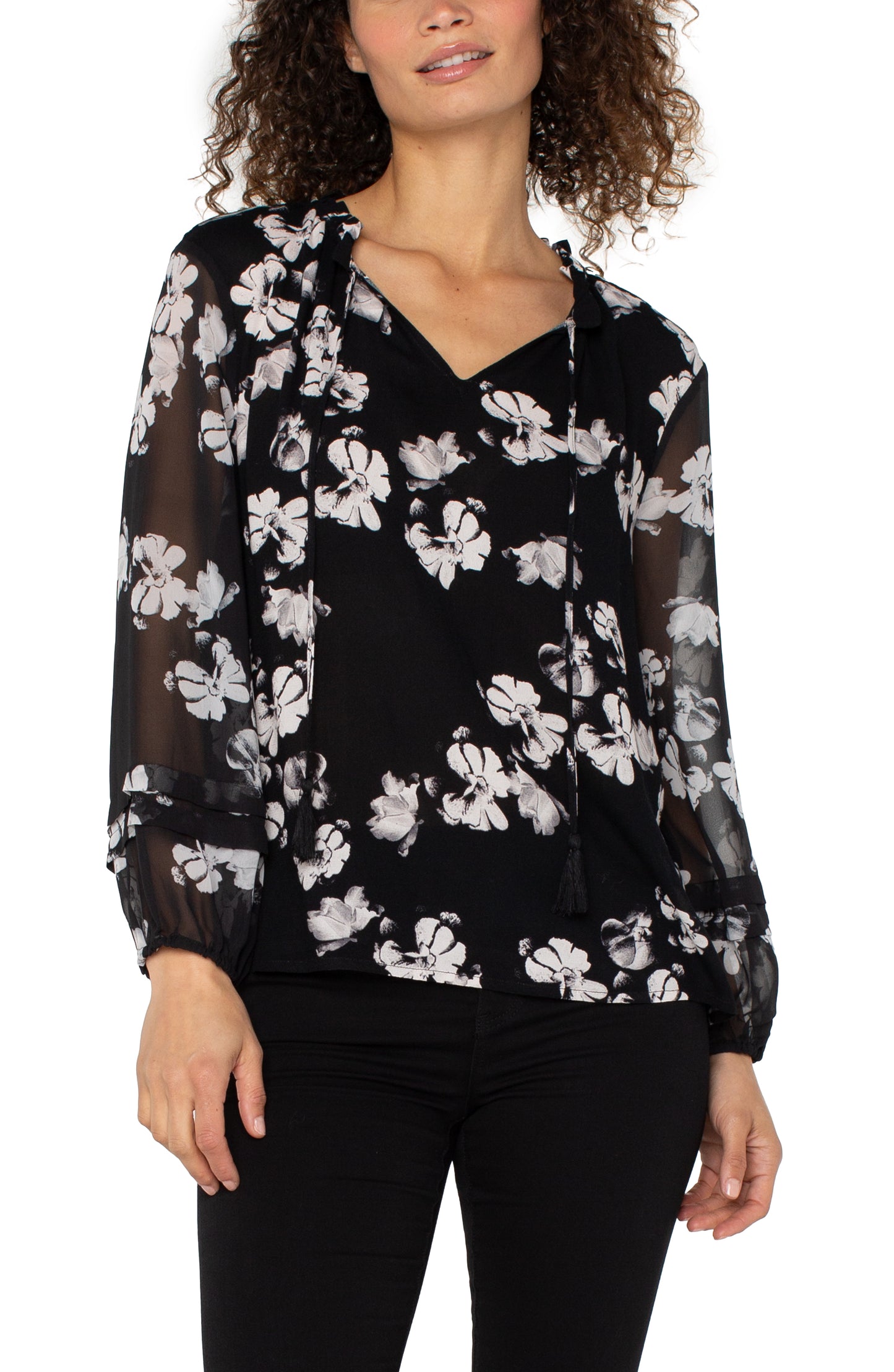 Shirred Tie Front Blouse by Liverpool