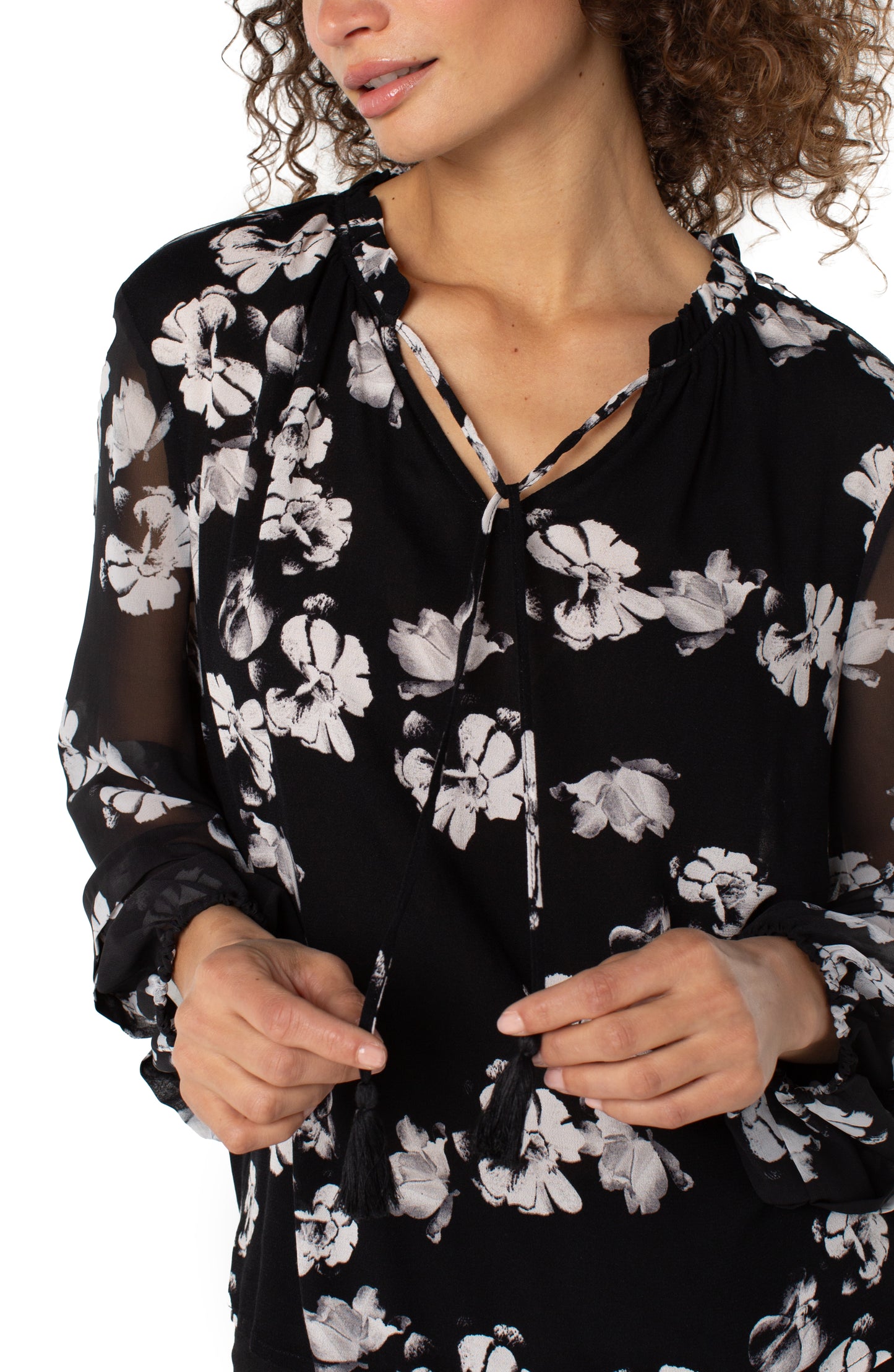 Shirred Tie Front Blouse by Liverpool