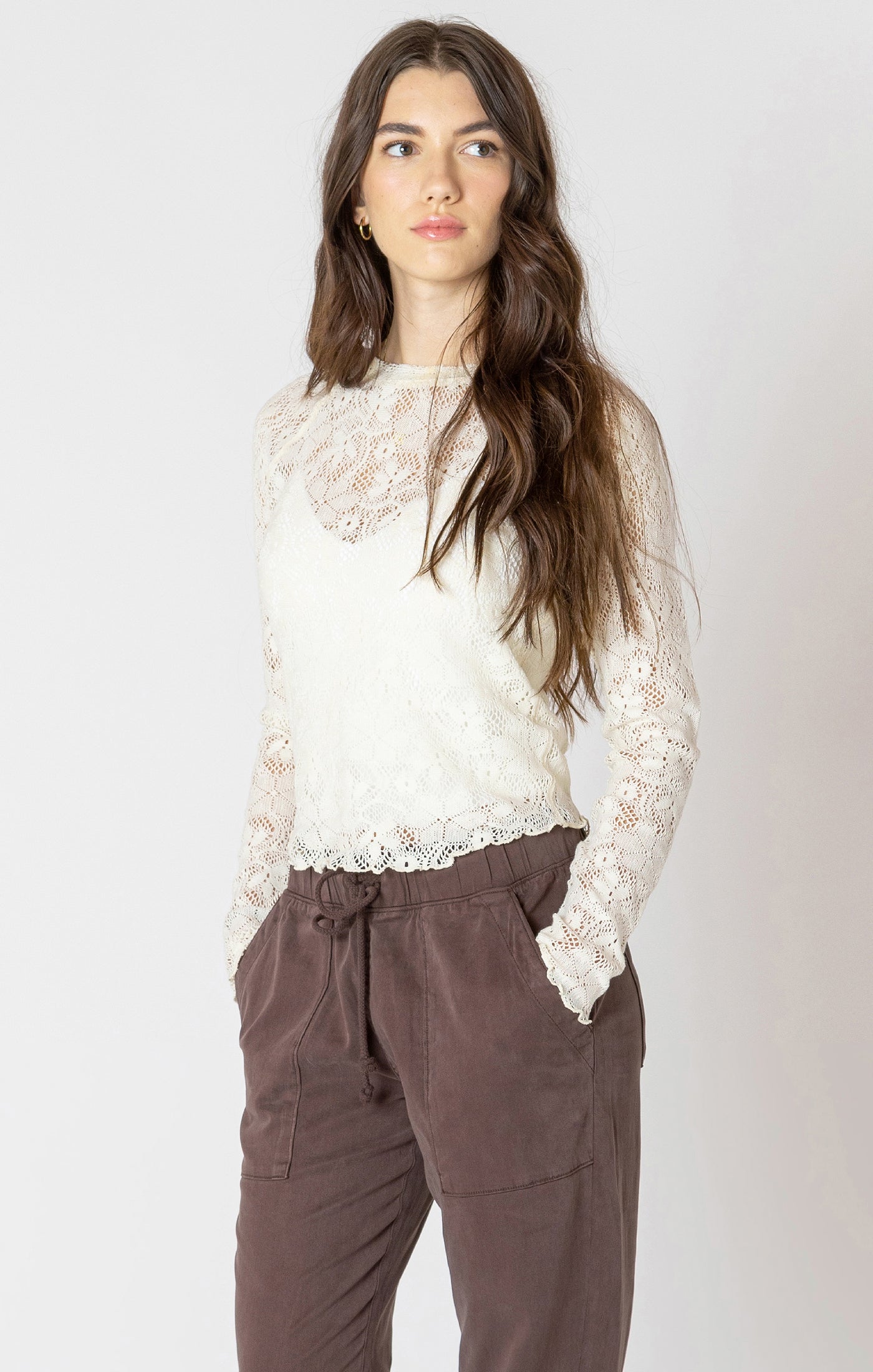 Dex Clothing Exposed Seam Lace Top
