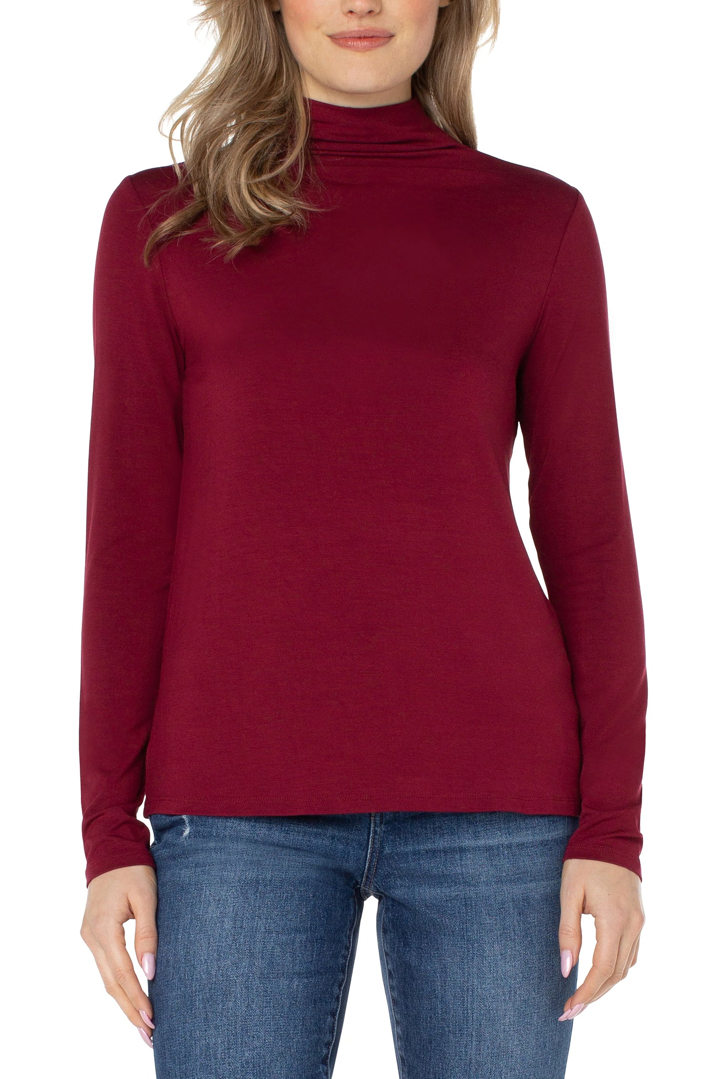 Long Sleeve Mock Neck Knit by Liverpool LM8829VMK