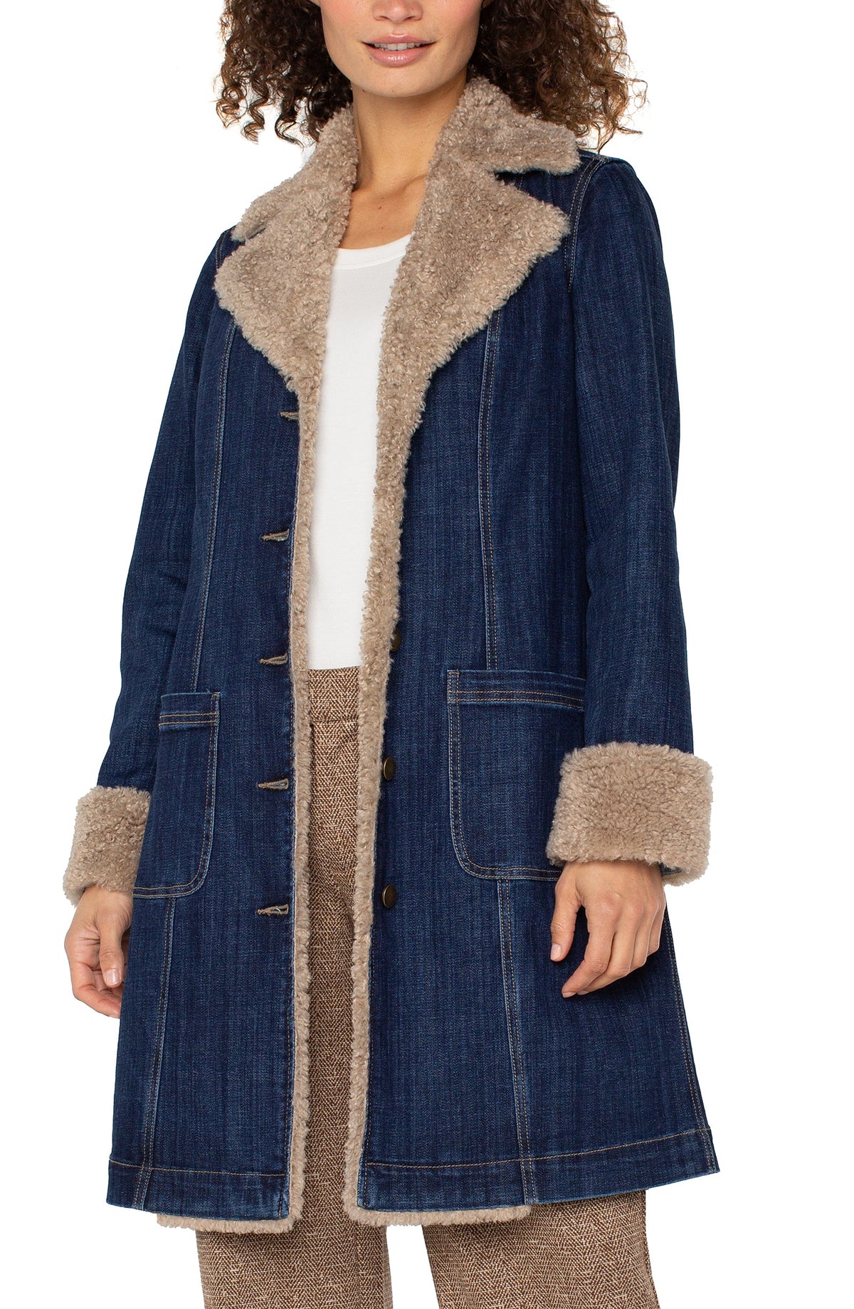 Sherpa Trimmed Notch Collar Jacket by Liverpool