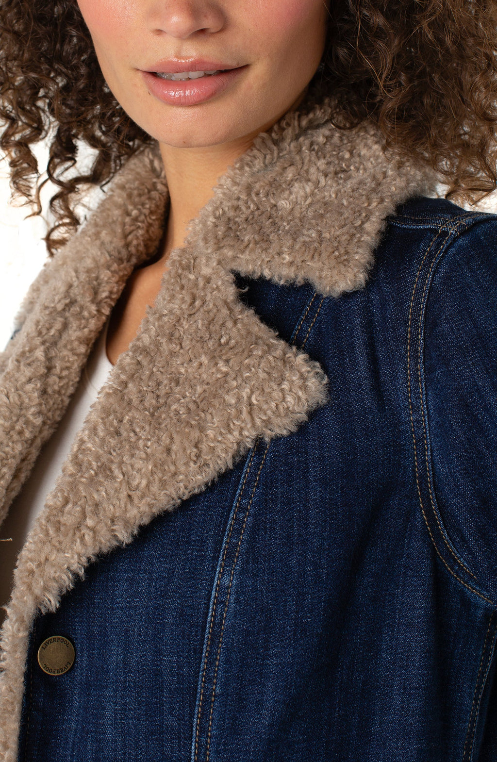 Sherpa Trimmed Notch Collar Jacket by Liverpool